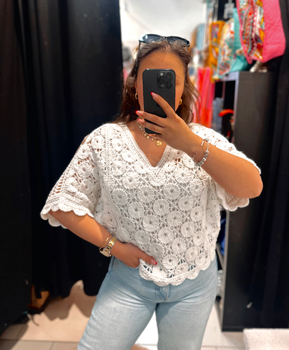 Pull ajouré blanc 