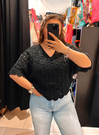 Pull ajouré noir 