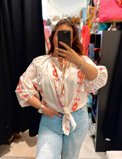 Chemise style lin rose