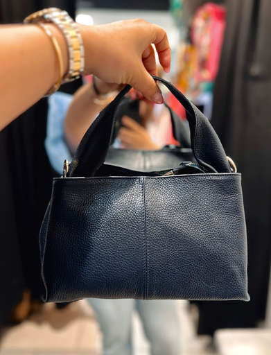 Sac pool bleu marine cuir