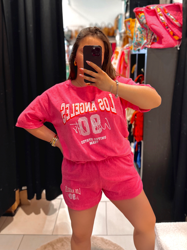 T-shirt en éponge fushia 
