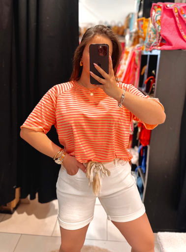 T-shirt ligné orange 