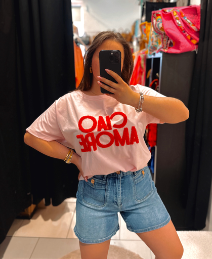T-shirt Ciao amore rouge et rose