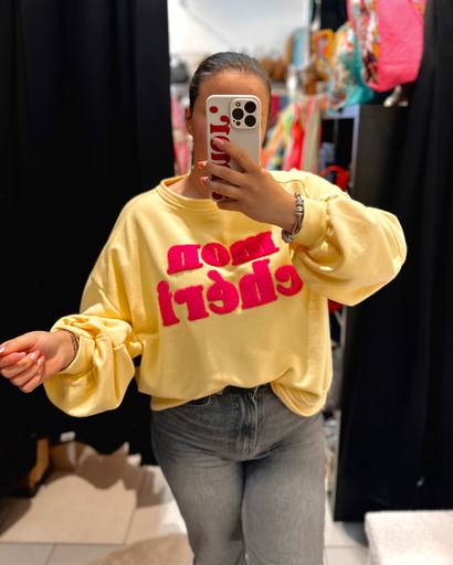 Sweat Mon chéri jaune 