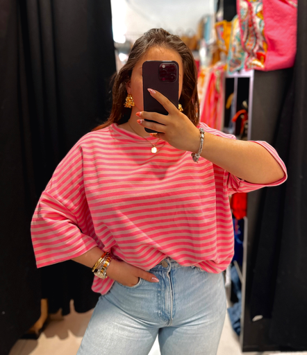 Sweat manches courtes rose 
