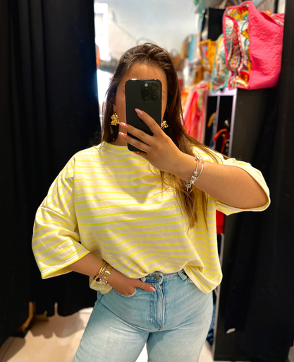 Sweat manches courtes jaune fluo