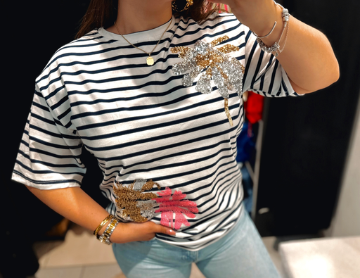 T-shirt à rayures palmier 