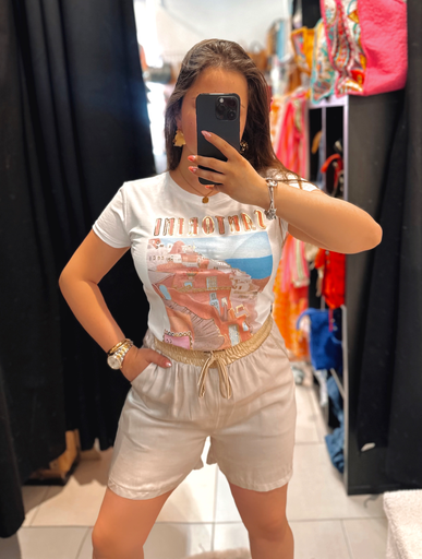 Short crème en satin