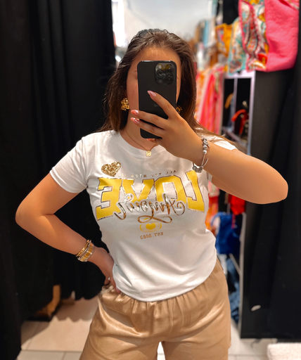 T-shirt Love jaune