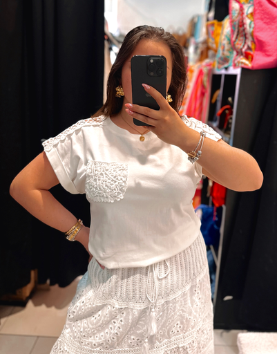 T-shirt blanc brodé