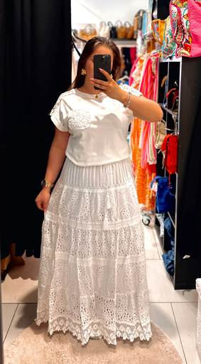 Jupe en broderie bohème blanche 