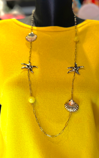 Sautoir étoile et coquillage jaune