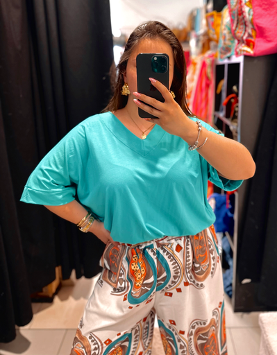 T-shirt uni turquoise 