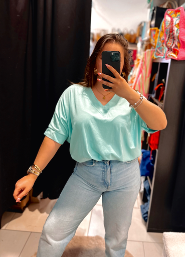 T-shirt uni turquoise clair 