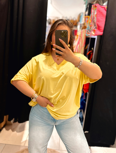 t-shirt uni jaune 