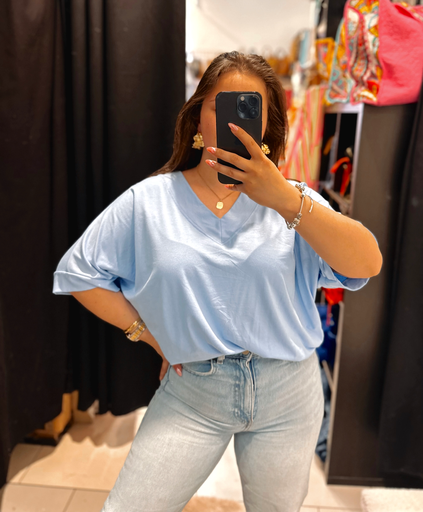T-shirt uni bleu ciel