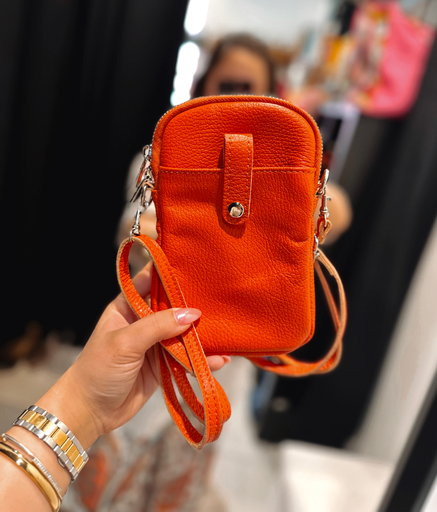 Pochette en cuir orange