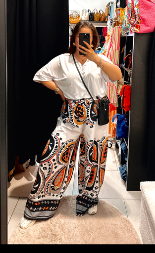 Pantalon bohème orange et noir 