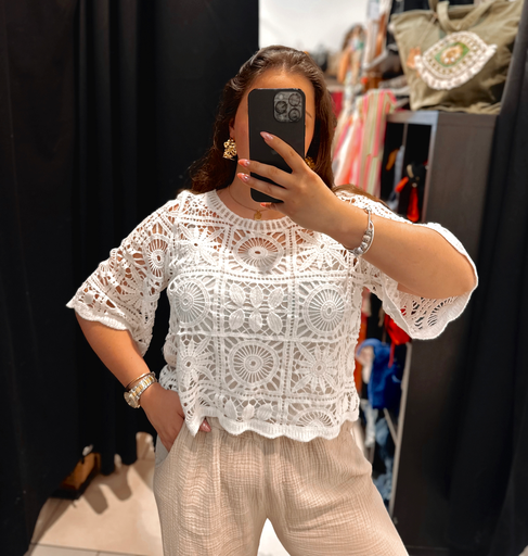 Blouse crochet blanche 