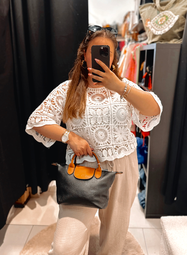 Sac bicolore noir et camel