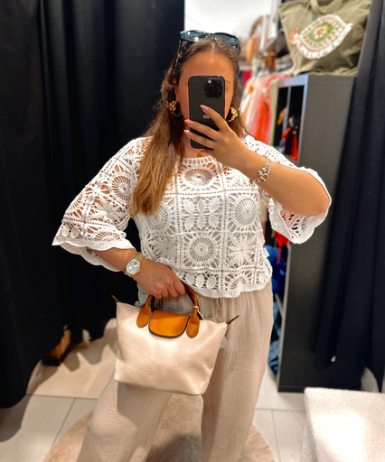Sac bicolore beige et camel
