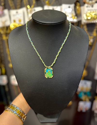 Collier cordon vert 