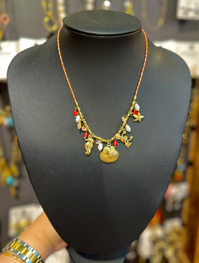 Collier cordon rouge marin 