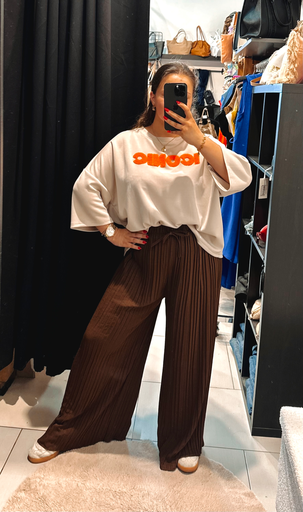 Pantalon plissé choco 