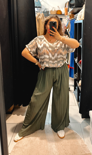 Pantalon plissé kaki