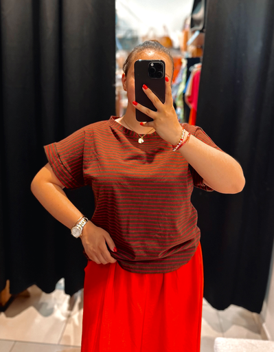 T-shirt Marine choco et rouge 