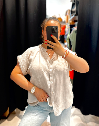 Blouse en gaz de coton beige 