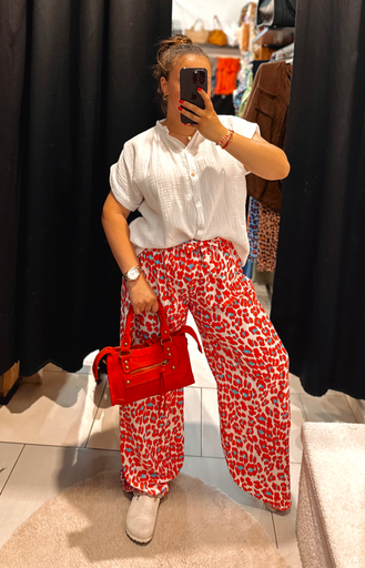 Pantalon léopard rouge 