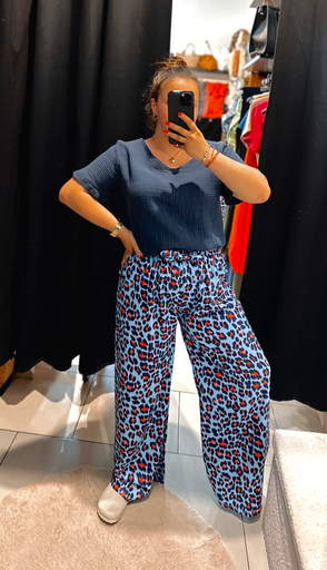 Pantalon léopard bleu 