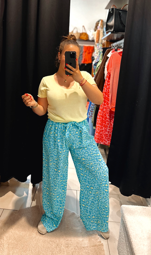 Pantalon léopard turquoise 