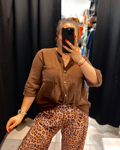 Blouse en gaz de coton choco