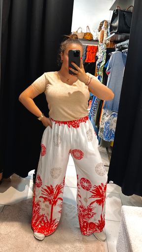Pantalon palmier rouge 
