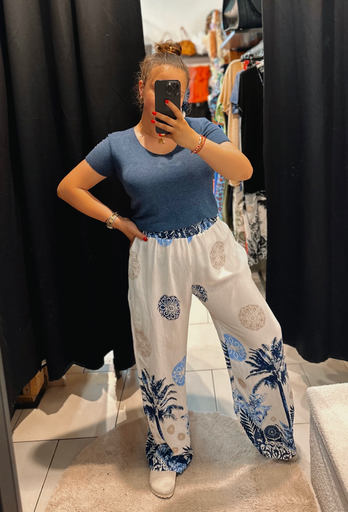 Pantalon palmier bleu marine