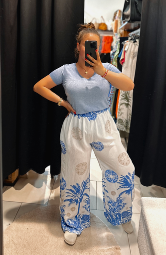 Pantalon palmier bleu 