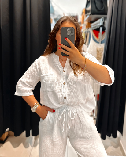 Blouse en gaz de coton blanche 