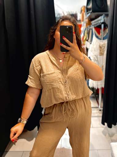 Blouse en gaz de coton camel