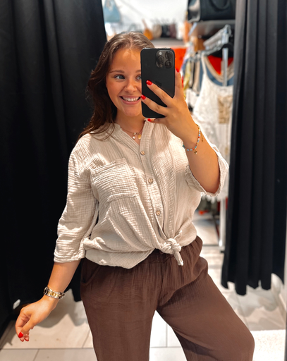 Blouse en gaz de coton beige 