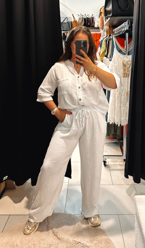 Pantalon en gaz de coton blanc 