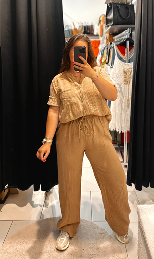 Pantalon en gaz de coton camel