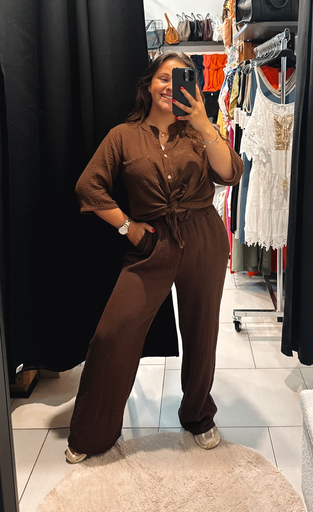 Pantalon en gaz de coton choco