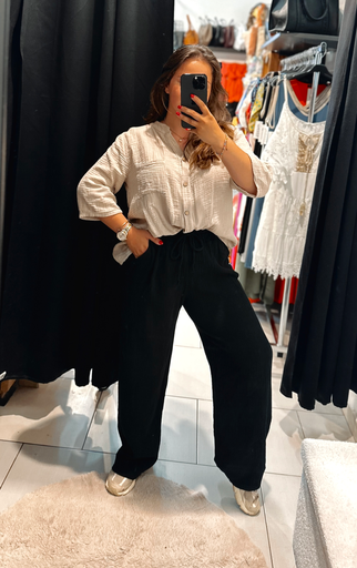 Pantalon en gaz de coton noir