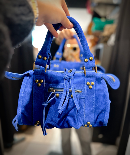 Sac gaga en daim bleu électrique