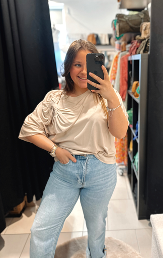 T-shirt beige noeud