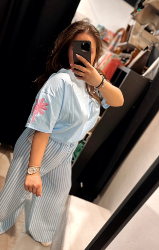 T-shirt palmier bleu