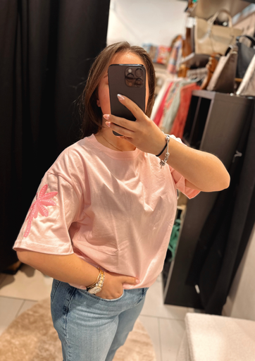 T-shirt palmier rose