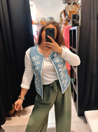 Boléro en jeans kaki
